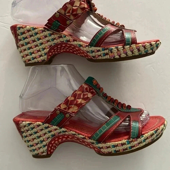 Elite by Corkys red leather retro sandals size 7 NWOT - Picture 3 of 8